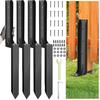 1 Set Fence Post Repair Stake Kit with Accessories Heavy Duty Steel Tilted Broken Wood Fence Post Repairing Ground Spike Support Stake