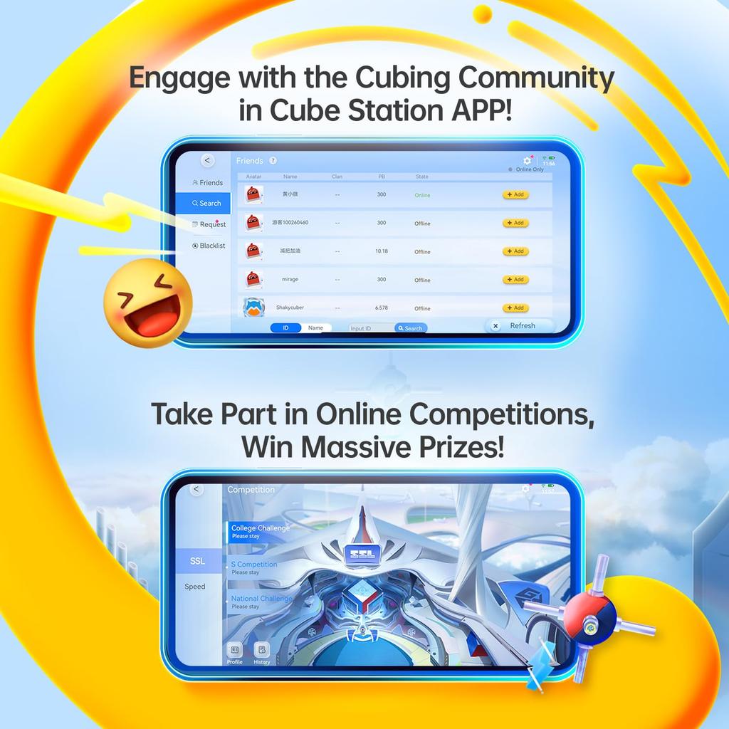 GAN iCarry 2 Official Competition 3x3 iCarry Upgrade Smart Cube iCarry2 UV with Stickerless Magic Cube for Magnetic Cube with CubeStation UV, -