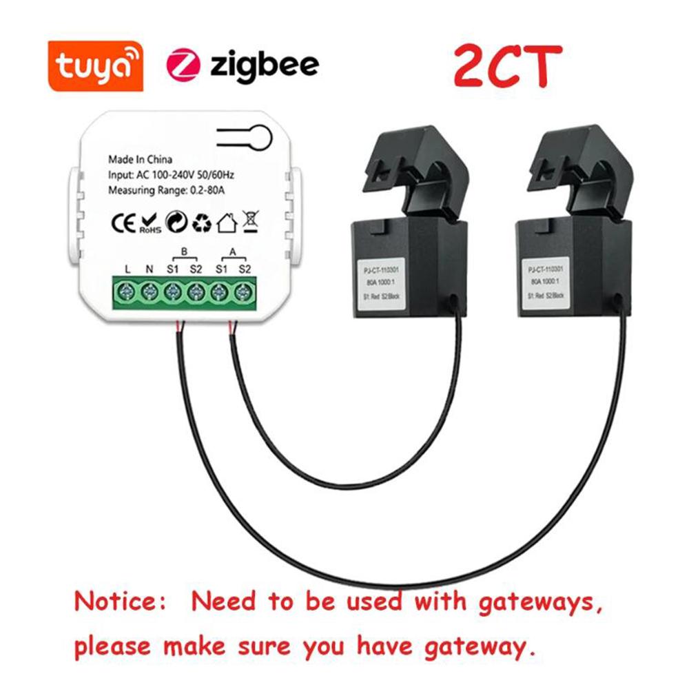 Tuya Wifi/ZigBee Intelligent Energy Meter Solar PV System Power Production Consumption Bidirectional Monitoring Meter APP1CT 2CT