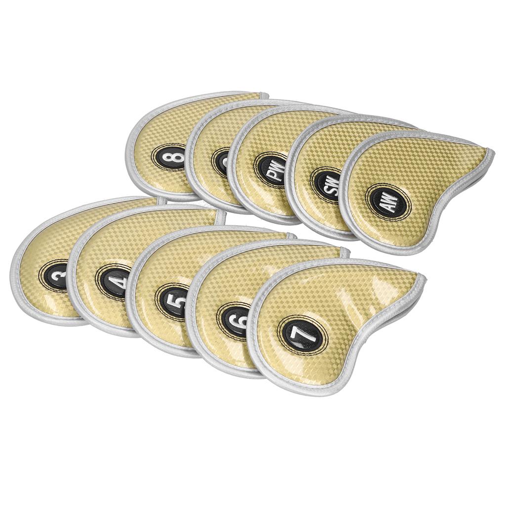 10 шт. чехлы для головок клюшек для гольфа, защитный чехол для номера ПУ, водонепроницаемый аксессуар для гольфа, золото