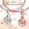 2022 Trend Fine Family Tree Fit Silver Color Charm for Women Bracelet Pendent Charm Original Beads DIY Jewelry Making Fashion