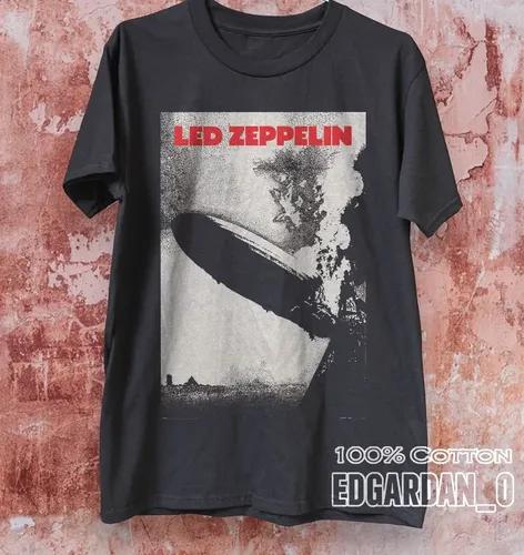 Unisex shirt Cotton Oversize Large Size Unissex Preta Do Led Zeppelin 1 Álbum Rock Band