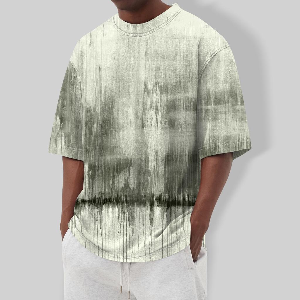 Летняя мужская популярная футболка с круглым вырезом и коротким рукавом с принтом