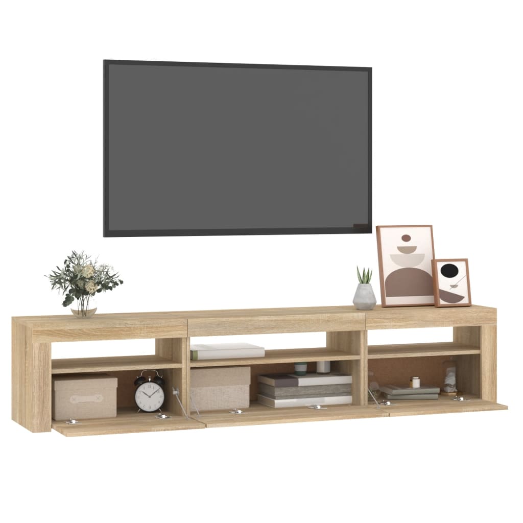Vidaxl Szafka Pod Tv Z Oświetleniem Led, Dąb Sonoma, 195X35X40 Cm