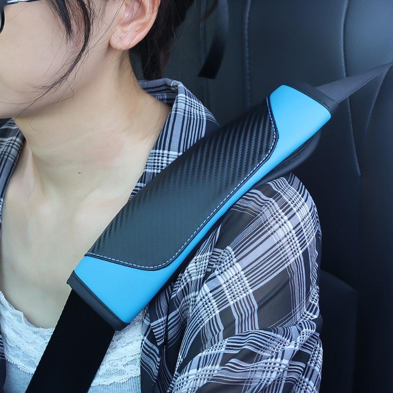 Car Seat Belt Shoulder Protector Universal Carbon Fiber Leather Shoulder Pad Summer Winter Breathable Safety Belt Accessories