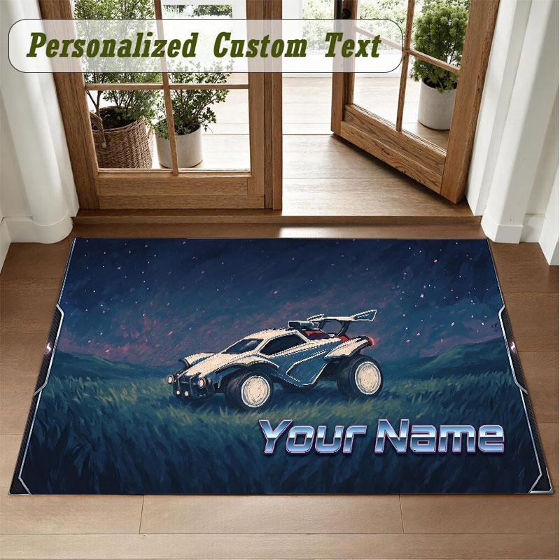 Crystal Velvet Square Rug Custom NameRocket League Pattern Non Slip Home Floor Decor Rug