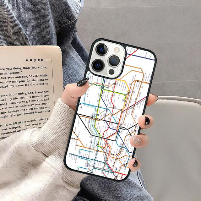 Чехол для телефона с картой лондонского метро для iPhone 17 Air 16 16e 15 13 14 11 12 Pro Max Plus coque fundas Shell