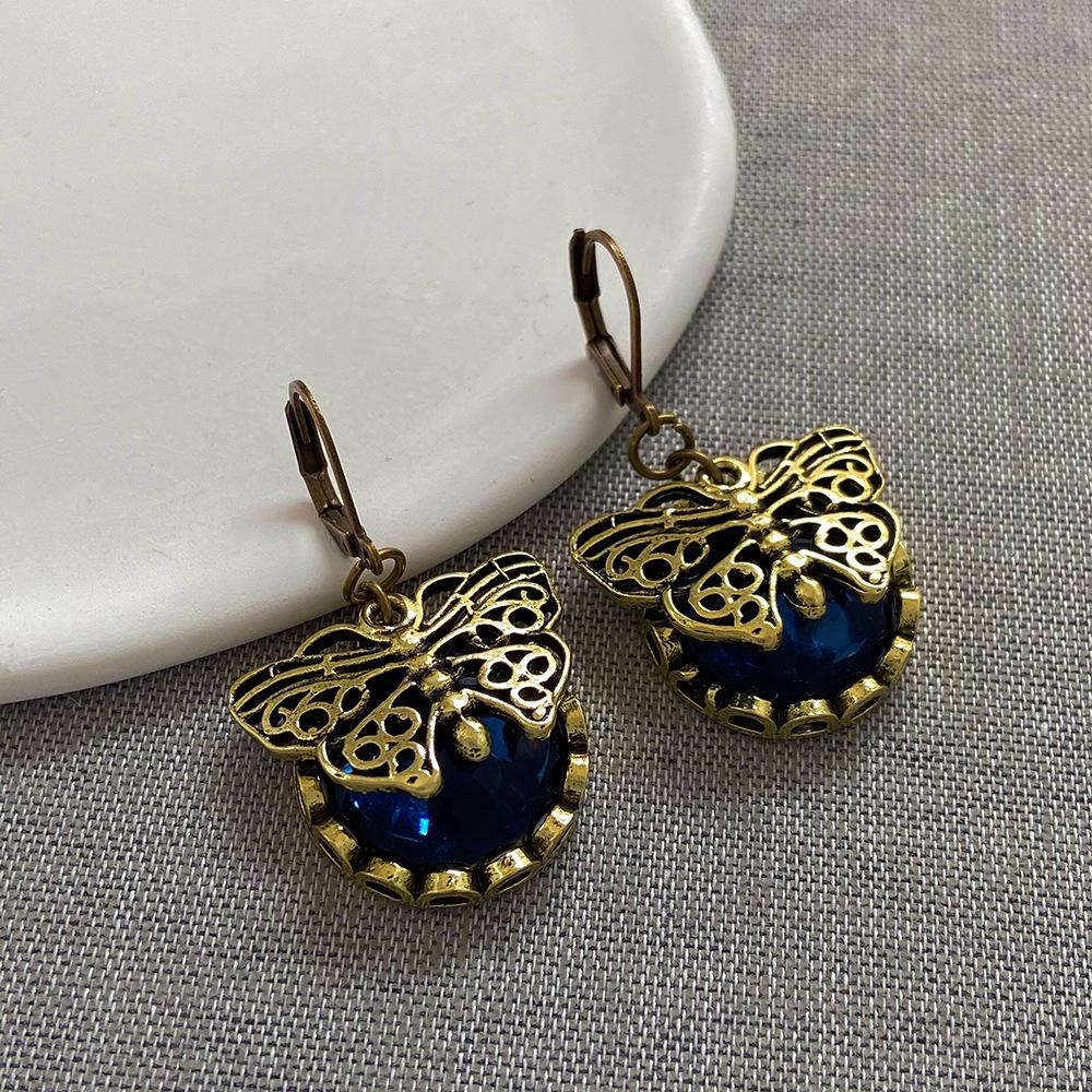 Vintage Moonstone Dragonfly & Butterfly Earrings