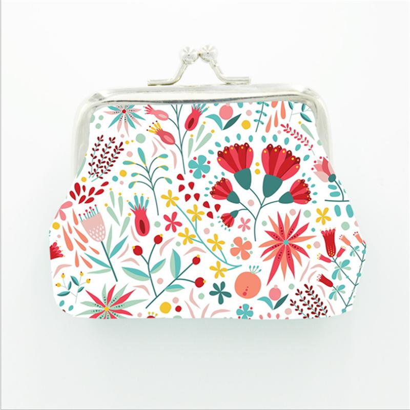 Cartoon Flower PU Leather Coin Purses Women Hasp Small Wallets Kids Girls Boys Cute Unicorn Retro Mini Change Purse Lady Pocket