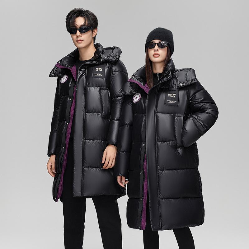European down cotton-padded clothing women's medium and long winter new glossy quicksand loose thickened cotton-padded jacket women's coat