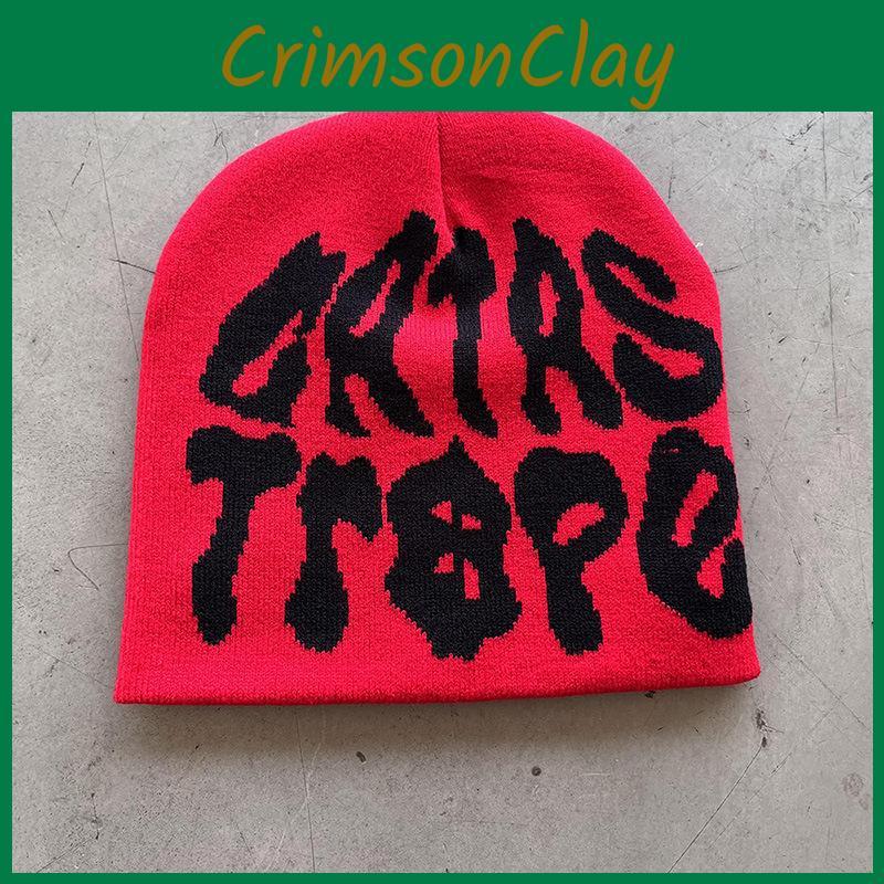 Trendy High Top Knitted Hat With Letter Graphics For Fall Winter Streetwear