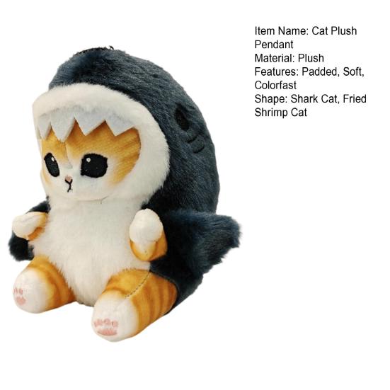 Плюшевая подвеска в виде кота, подвесная мягкая декоративная подвеска с мультяшными острыми зубами, прозрачная текстура, моющаяся, портативная, подвеска в виде кота с жареными креветками, брелок для украшения