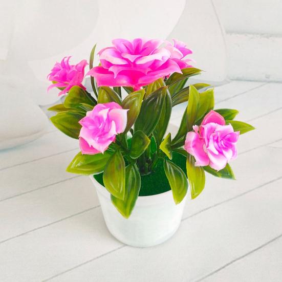 Potted Plant Lifelike Artificial Plastic Simulation Flowers Pot for Home