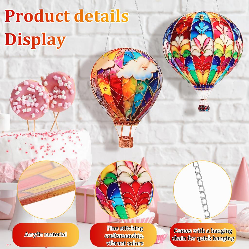6 шт. Подвесное украшение «Воздушный шар» Плоский акриловый кулон «Воздушный шар» Красочные подвесные украшения для окна для стены, гостиной