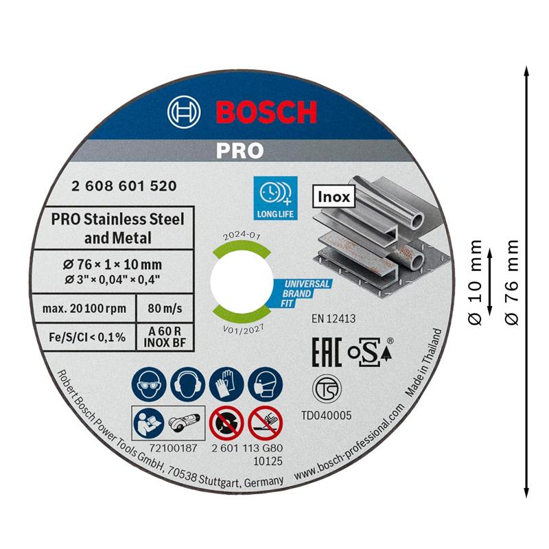 BOSCH Professional 2608601520 Дисковая пила PRO из нержавеющей стали и металлического сплава Режущий диск Аксессуар для угловой шлифовальной машины