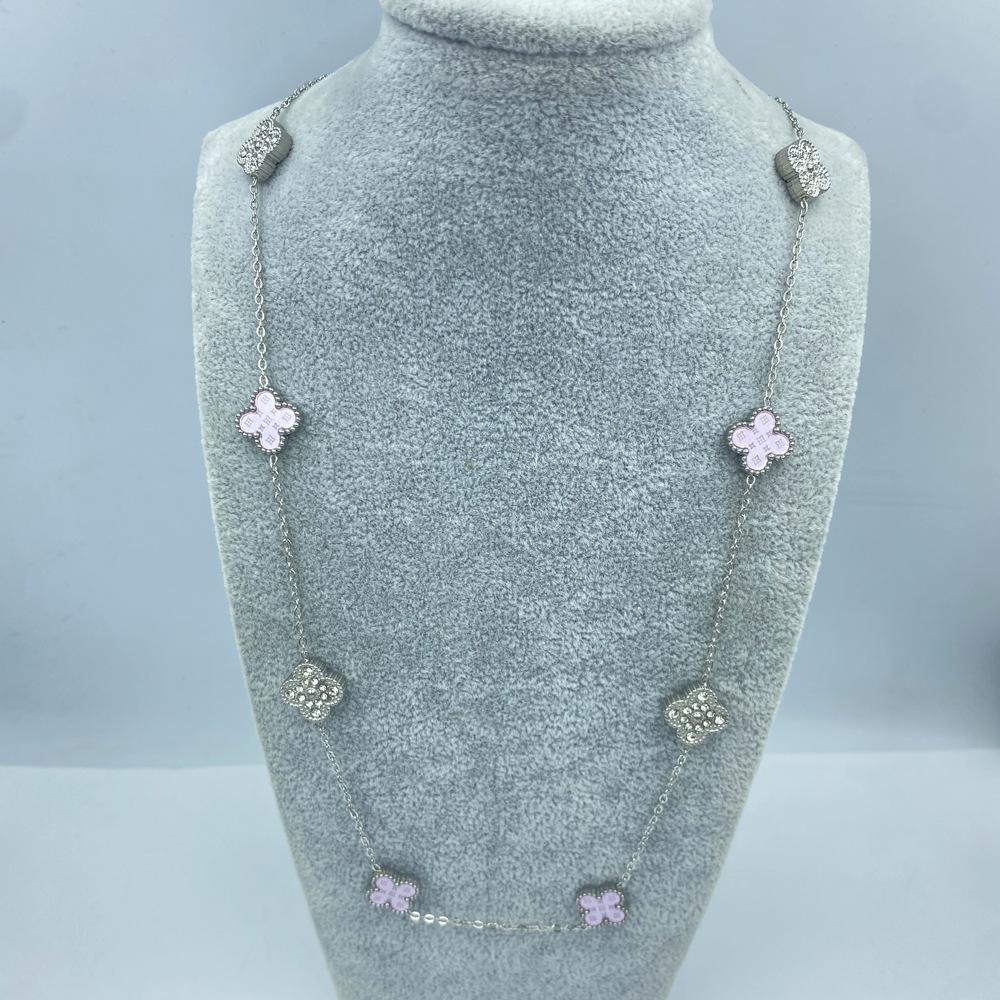 13 мм Титановая сталь 60+5 см 10 цветов Двусторонняя Счастливый Четырехлистный клевер Женское ожерелье