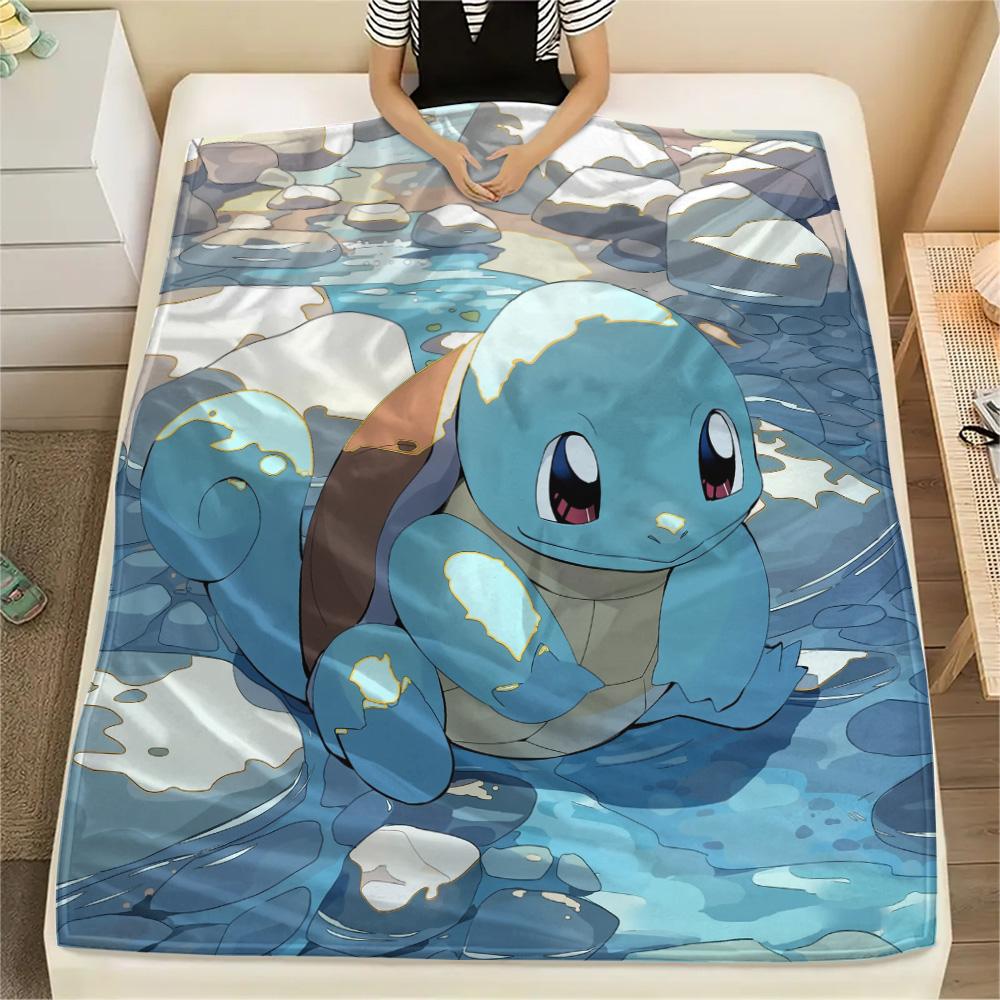 Squirtle  Print Flannel Blanket, High quality Comfortable for All Seasons, Home Decor, Warmth and Comfort