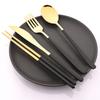 Набор столовой посуды из 16 предметов, черно-золотой, нож, вилка, кофейная ложка, набор столовых приборов, зеркальная нержавеющая сталь, плоские приборы, западная кухонная посуда