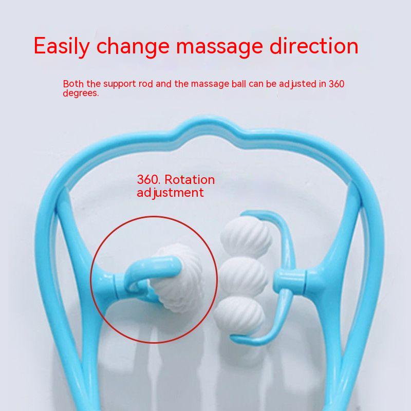 6 Rollers Manual Neck Massager Shoulder Cervical Spine Kneading Massage Point Pressure Therapy for Body Relaxation Pain Relief Health Massage Tool