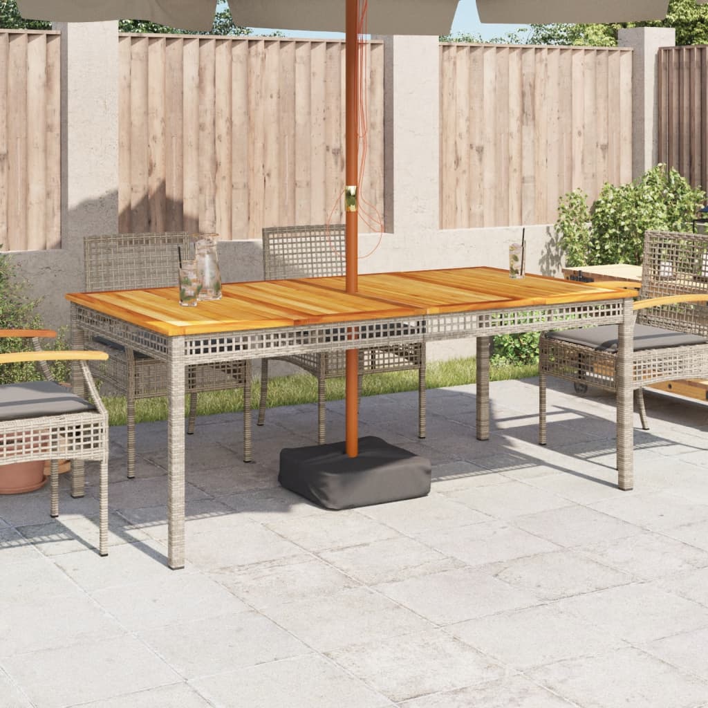 Garden Table Gray 180x90x75 cm Poly Rattan Acacia Wood