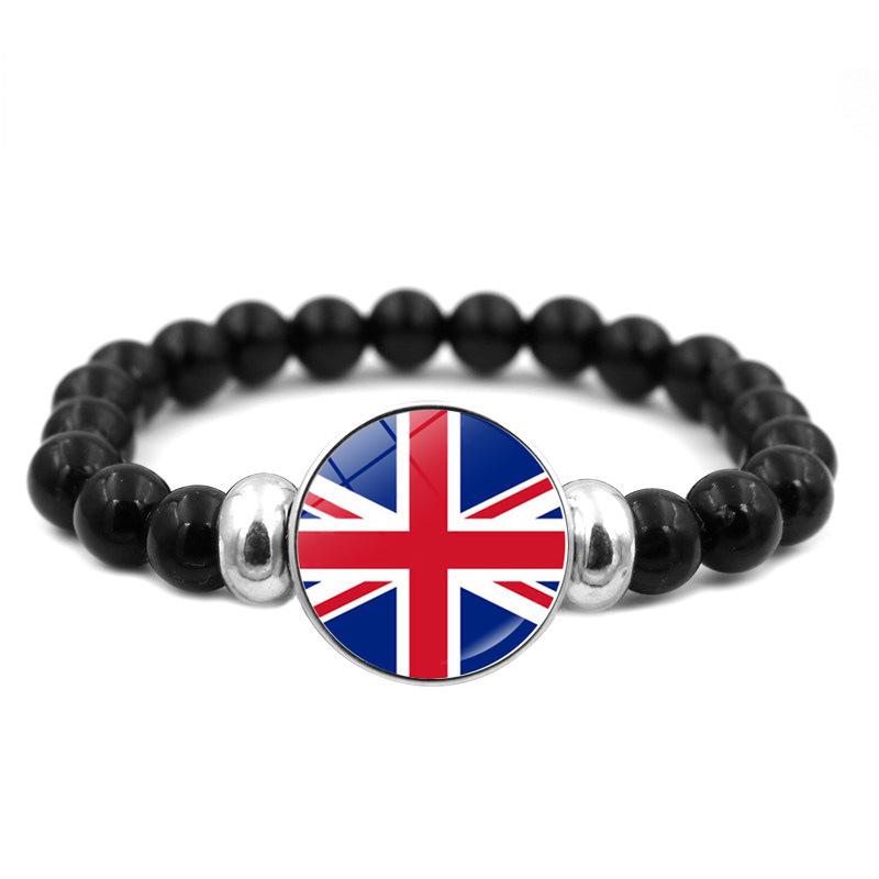 287 Countries National Flag Snap Button Elastic Band Beads Country Flag Independence Day Bead Jewelry Beaded Bracelet