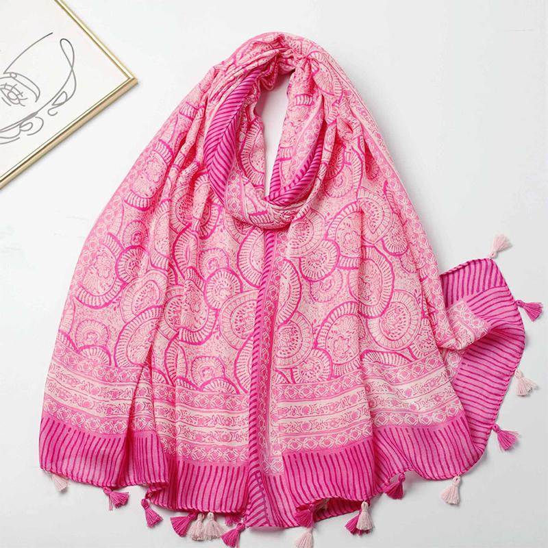 New Fashion Luxury Ladies Women Scarf Female Cotton Linen Shawl Tassel Four Seasons Versatile Floral Muslim Hijab 90*180cm
