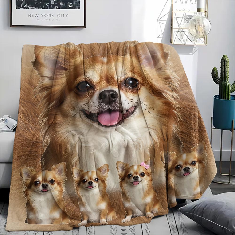 1 шт. Фланелевое одеяло с принтом собаки Чихуахуа и Пуделя, Высокое качество, Удобное для всех сезонов, Декор для дома, Тепло и уют, Идеально для подарков