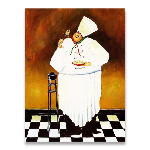 Cartoon Funny Restaurant Decor Fat Bakery Cook Poster Kitchen Wall Art Print Picture Canvas Painting Home Coffee Shop Decor