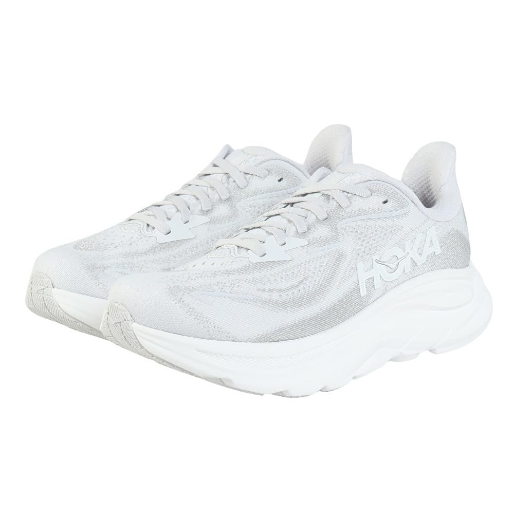 HOKA Clifton 10 Wide Running Shoes Size (Ice Gray, 26.0, Women's, 1162050-CRDS)