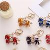 Fashion Rhinestone Horse Keychain Stylish Zodiac Pony Pendant Decoration Keyring Women Men Bag Charm Hanging Lucky New Year Gift