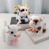 Electric Plush Dairy Cattle Toy Kids Walking Interactive Mooing Nodding Robot Scarf Cow Plushie Toy Toddlers Educational Simulation Animal Toy