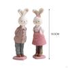 2 Pieces Easter Couple Bunny Figurines Ornament Decor Resin Rabbit Statue