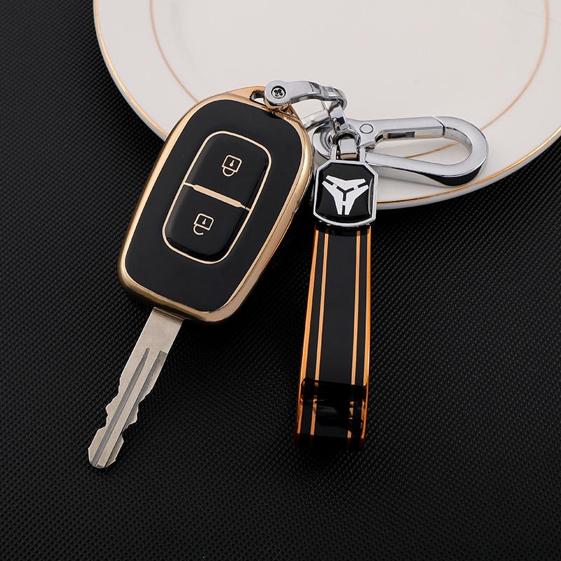 2 кнопки в виде ракушки, держатель для брелка, протектор для Renault Kwid Traffic, символ для Dacia Sandero Logan Duster 2016 2017 2018, чехол для автомобильного ключа из ТПУ
