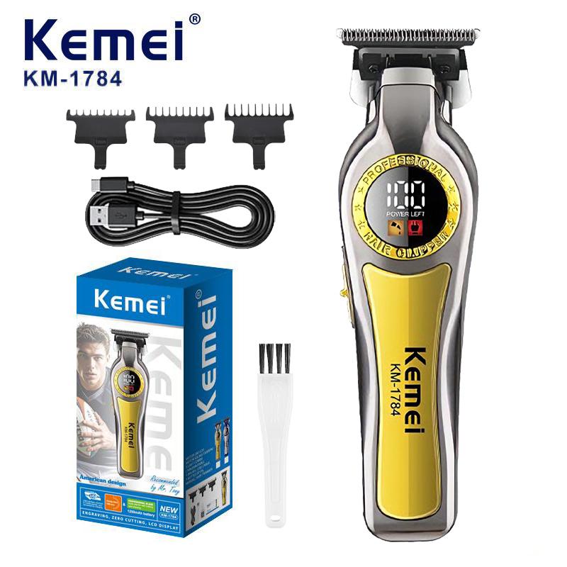Kemei KM-1784 Электрический триммер для волос Беспроводной окантовочный триммер Машинка для стрижки волос Перезаряжаемая Машина для финальной стрижки волос Мужской триммер для бороды
