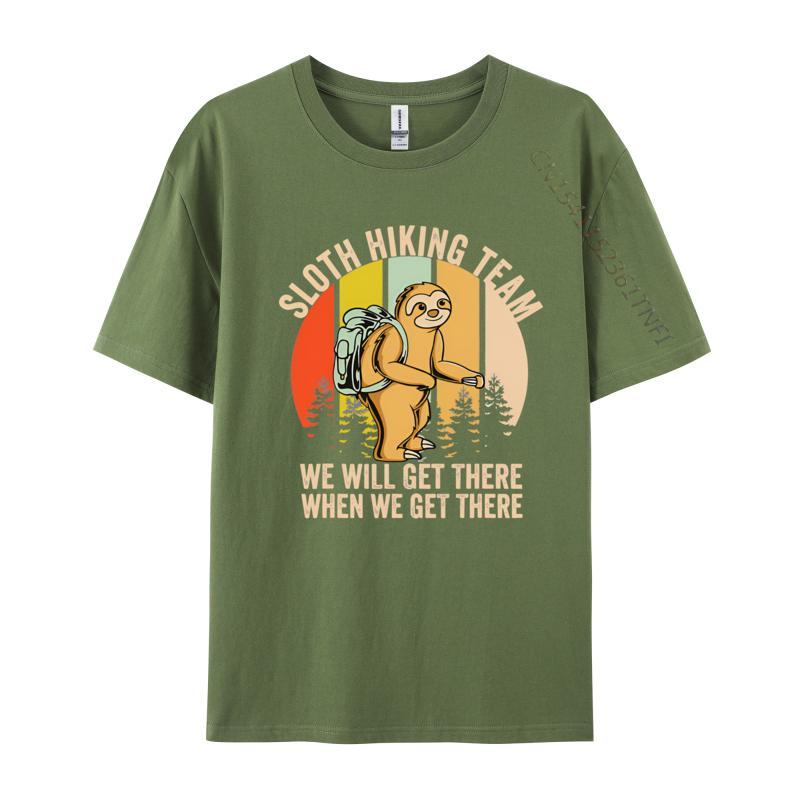 Retro Sloth Hiking Team Well Get There TShirt Unisex Rife Normal Tops Tees Cotton T Shirts Gift For Mom