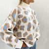 Зимние женские повседневные свитера с леопардовым принтом, базовые белые джемперы с воротником-стойкой, винтажные теплые вязаные пуловеры для женщин
