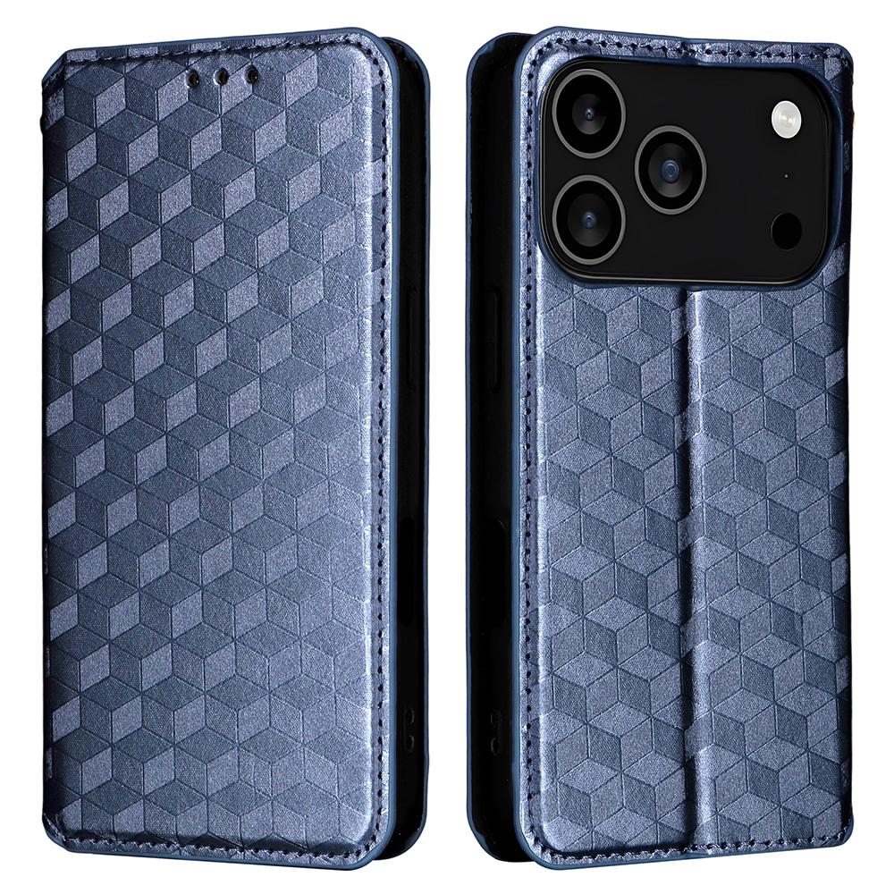 For iPhone 17 Pro Case Wallet Rhombus Imprinted Leather Phone Cover