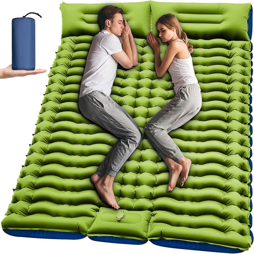 Outdoor Double Camping Inflatable Pad with Foot Pump - Moisture-Proof, Thickened TPU Air Mattress