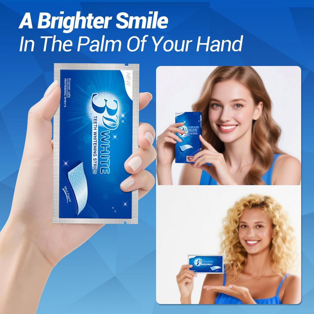 3D Whitening Strips For Sensitive Teeth, Enamel Safe& Gentle Formula, Reduces Sensitivity While Whitening,Hydrogen Peroxide Composition-7/14/21Pairs