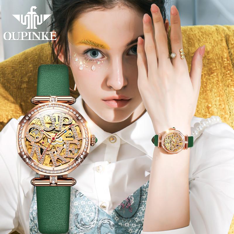 OUPINKE Women's Watch Waterproof Automatic Mechanical Watch Women's Watch Women's Watch
