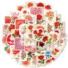 50Pcs Vintage Rose Stickers Set - Romantic Graffiti Decals for Valentine's Day & Journal Decor