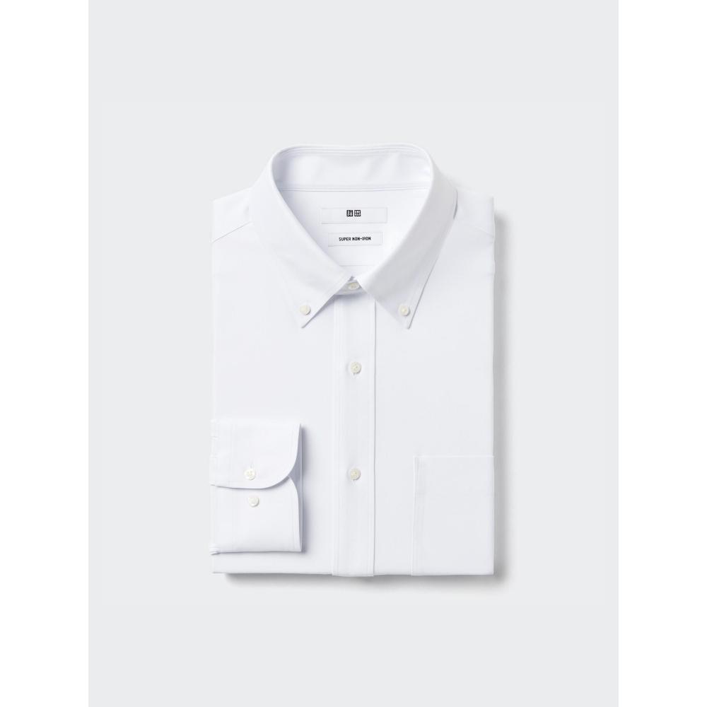 Uniqlo Япония Супер Негладящаяся Трикотажная Рубашка Bd с Длинным Рукавом