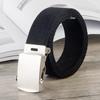 Trendy 8-Color Canvas & Leather Belt: 33mm Roller Buckle for Men, Women, & Kids
