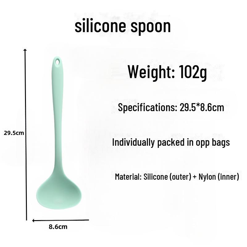 Набор из 5 кухонных лопаток и ложек Nordic Green Silicone с антипригарным покрытием