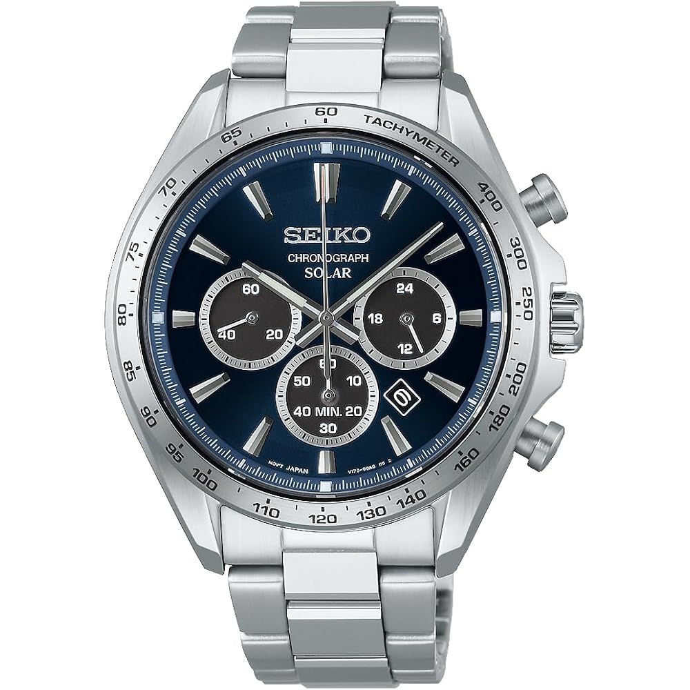 Мужские солнечные часы-хронограф Seiko Selection SBPY183 Синий календарь даты 24-часовой индикатор Серебристый S Серия