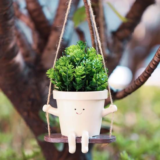 Качающийся лицевой горшок для растений с полимерной головкой, подвесной цветочный горшок с дренажным отверстием для помещений