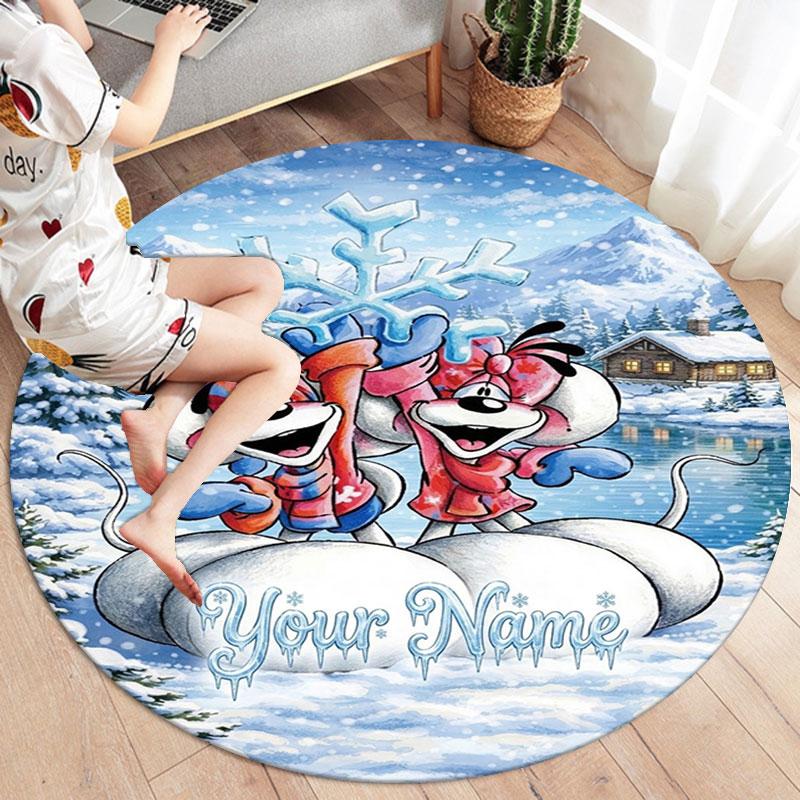 Diddl Custom Name Round Area Rug,Carpet Rug for Living Room Bedroom Sofa Playroom Decor,Non-slip Floor Mat