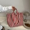 This Year, the Popular Retro Striped Canvas Shoulder Bag, the New Fashionable and Simple Small Fresh Casual Large-capacity Tote Bag