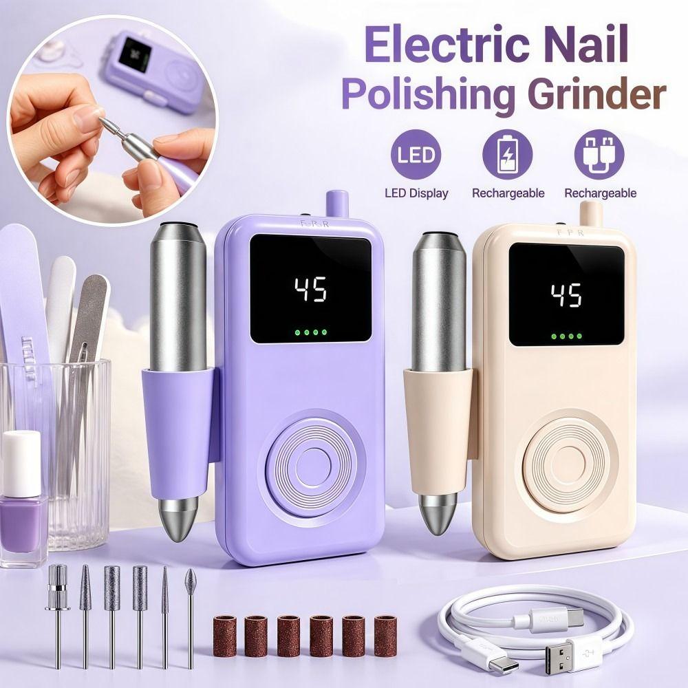 Rechargeable Electric Nail File 6 Grinding Heads Nail Grinder Nail Tools