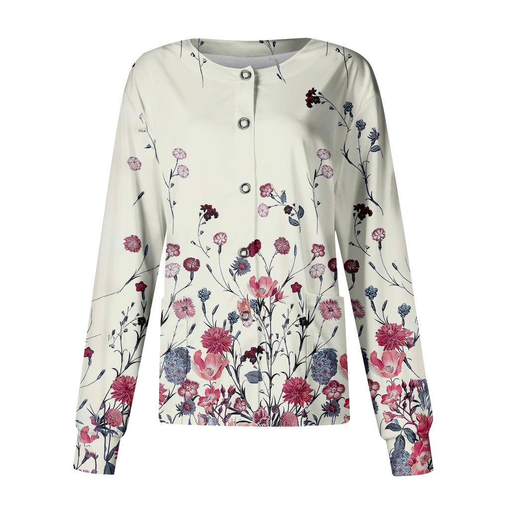 Женский повседневный однобортный однобортный кардиган с длинным рукавом и принтом, рабочая одежда, топ